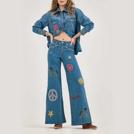 Wrangler X Lainey Wilson Embroidered Wide Leg Pant